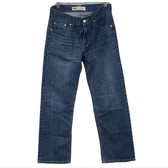 LEVI'S 505 Regular Fit Blue Jeans Distressed Stretch Denim Boys 16 Regular 28x28 - Picture 2 of 9